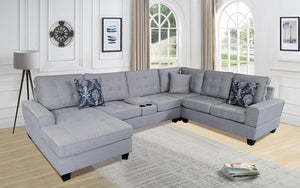 Fabric Sectional Corner Shaped with Reversible Chaise - Dark Grey | Light Grey. Hospitality & Commercial Grade Sofa, Love Seat, and Sectional