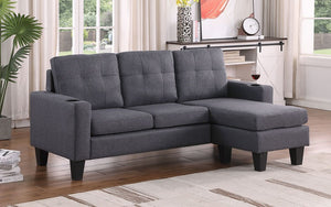 Fabric Sectional with Reversible Chaise - Grey | Black