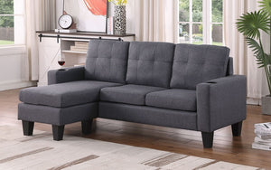 Fabric Sectional with Reversible Chaise - Grey | Black