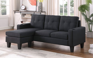 Fabric Sectional with Reversible Chaise - Grey | Black