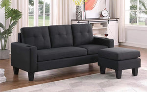 Fabric Sectional with Reversible Chaise - Grey | Black