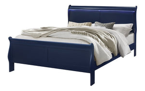 Sleigh Bedroom Set with LED Lights 8 pc - Blue