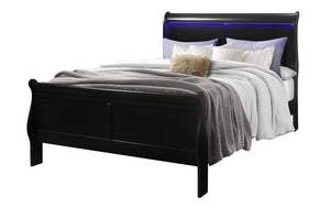 Sleigh Bedroom Set with LED Lights 8 pc - Black