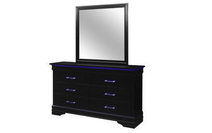 Sleigh Bedroom Set with LED Lights 8 pc - Black