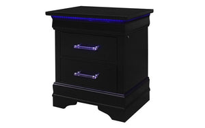 Sleigh Bedroom Set with LED Lights 8 pc - Black