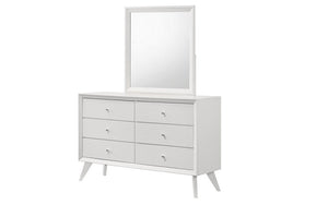 Bedroom Set with Angled Wooden Panel Headboard & Foot Board 8 pc - White