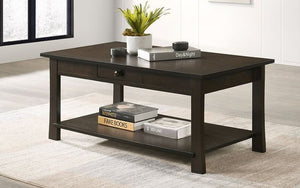 Coffee Table with Shelf and Storage Drawers - Espresso