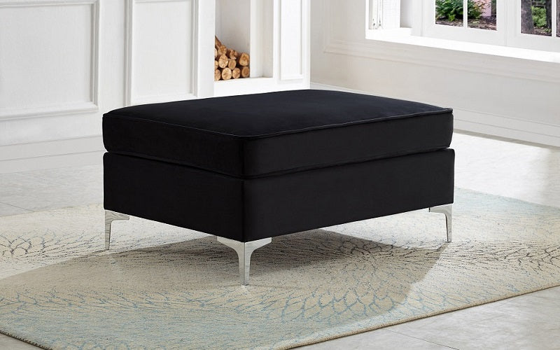Sofa Set - 3 Piece with Velvet Fabric - Black