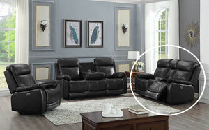 Power Recliner Set - 3 Piece with Genuine Leather - Black