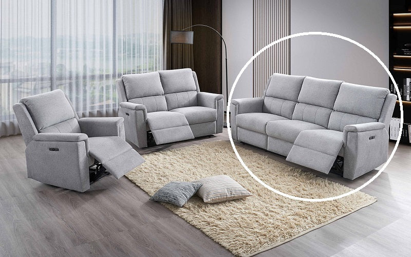 Power Recliner Set - 3 Piece with Soft-Touch Fabric - Grey