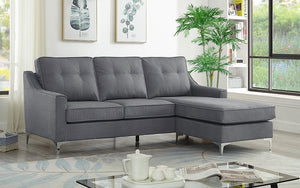 Fabric Sectional with Reversible Chaise - Grey