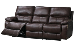 Power Recliner Set - 3 Piece with Genuine Leather Match - Brown