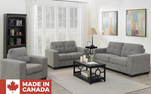 Fabric Sofa Set - 3 Piece - Grey (Made in Canada)