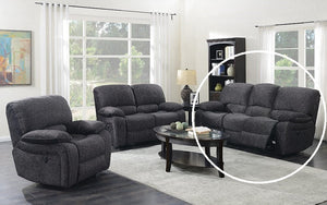Recliner Set - 3 Piece with Velvet Fabric - Midnight Grey