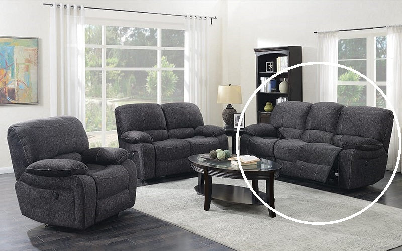 Recliner Set - 3 Piece with Velvet Fabric - Midnight Grey