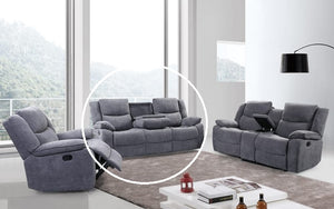 Recliner Set - 3 Piece with Chenille Fabric - Grey