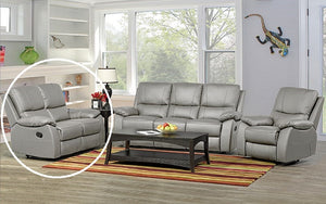 Recliner Set - 3 Piece with Genuine Leather - Light Grey