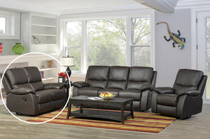 Recliner Set - 3 Piece with Genuine Leather - Chocolate