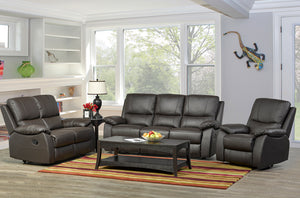 Recliner Set - 3 Piece with Genuine Leather - Chocolate