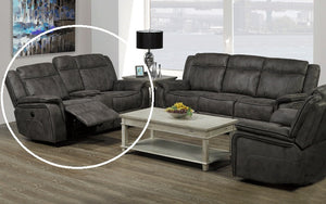 Power Recliner Set - 3 Piece with Air Suede Fabric - Grey