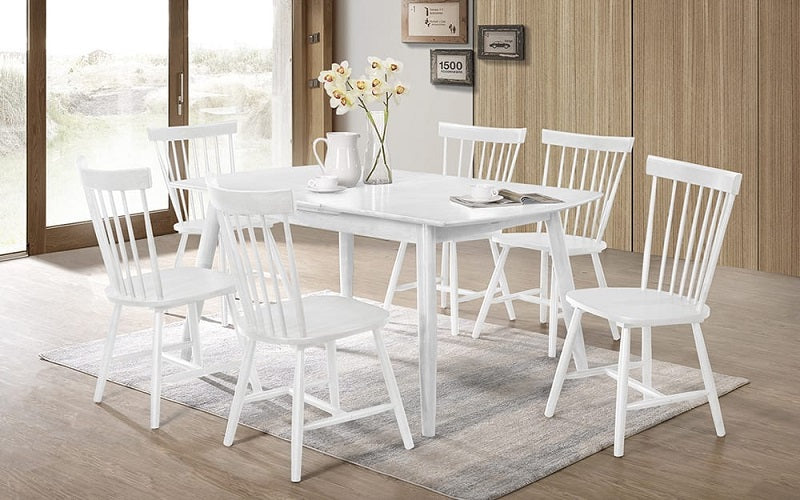 Kitchen Set with Solid Wood with Butterfly Leaf  7 pc - Grey | White | Black