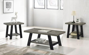 Coffee Table Set with Concrete Look Top - 3 pc - Grey | Black
