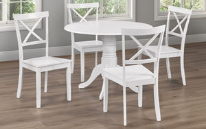 Kitchen Set with Round Solid Wood Top - 5 pc - White