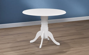 Kitchen Set with Round Solid Wood Top - 5 pc - White