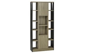 Bookcase & Display Shelf with Storage Cabinets - Dark Taupe & Black