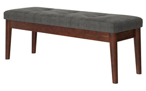 Velvet Fabric Bench with Solid Wood Legs - Charcoal | Mustard