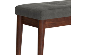 Velvet Fabric Bench with Solid Wood Legs - Charcoal | Mustard