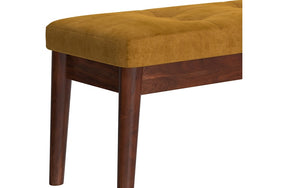 Velvet Fabric Bench with Solid Wood Legs - Charcoal | Mustard