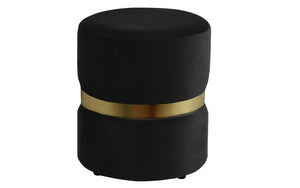 Velvet Fabric Ottoman with Gold Accent - Grey | Black