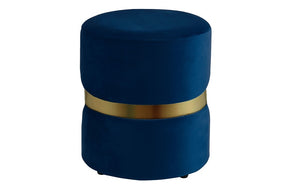 Velvet Fabric Ottoman with Gold Accent - Blue | Pink