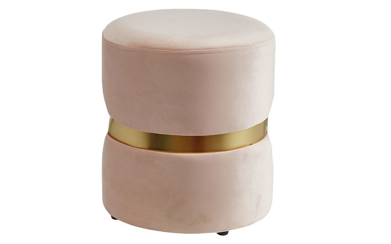 Velvet Fabric Ottoman with Gold Accent - Blue | Pink