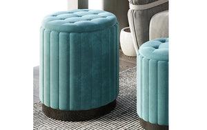 Velvet Fabric 3-piece Storage Ottoman Set with Stainless Still Black Base - Grey | Teal