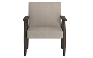 Accent Chair Textured Fabric with Solid Wood Legs - Beige