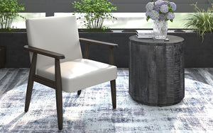 Accent Chair Leather with Solid Wood Legs - Grey-Beige