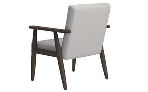 Accent Chair Leather with Solid Wood Legs - Grey-Beige