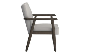 Accent Chair Leather with Solid Wood Legs - Grey-Beige