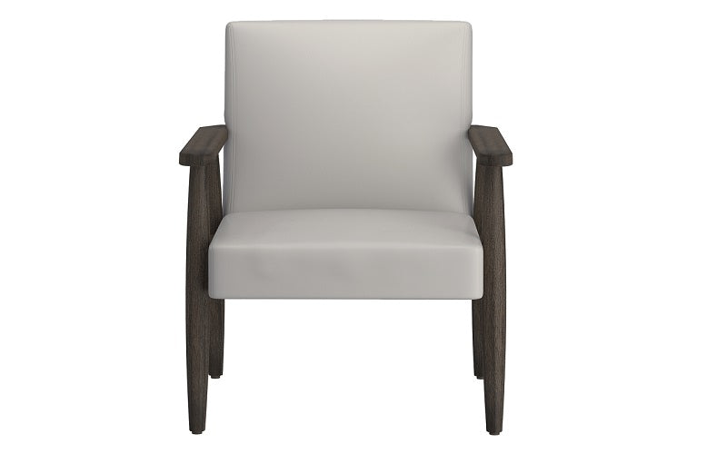 Accent Chair Leather with Solid Wood Legs - Grey-Beige