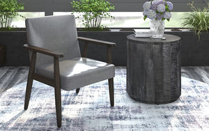 Accent Chair Leather with Solid Wood Legs - Grey