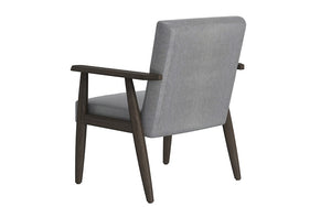 Accent Chair Leather with Solid Wood Legs - Grey