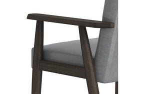 Accent Chair Leather with Solid Wood Legs - Grey