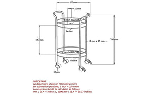 Bar Serving Cart - Chrome