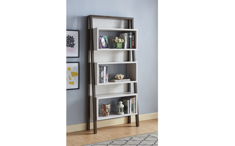 Bookcase & Display Shelf - Walnut Oak & White