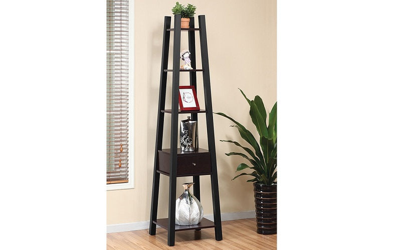 Bookcase & Display Shelf with Storage Drawer - Dark Cherry