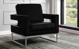 Accent Chair Velvet Fabric with Stainless Steel Frame - Black Hospitality & Commercial Grade Accent Chair