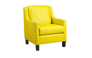Accent Chair with Leather  High Back - Yellow (Made in Canada)