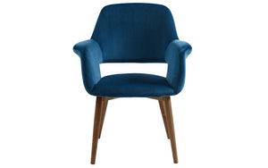 Accent Chair High Sheen Luxurious Velvet with Walnut Legs - Blue | Green | Grey